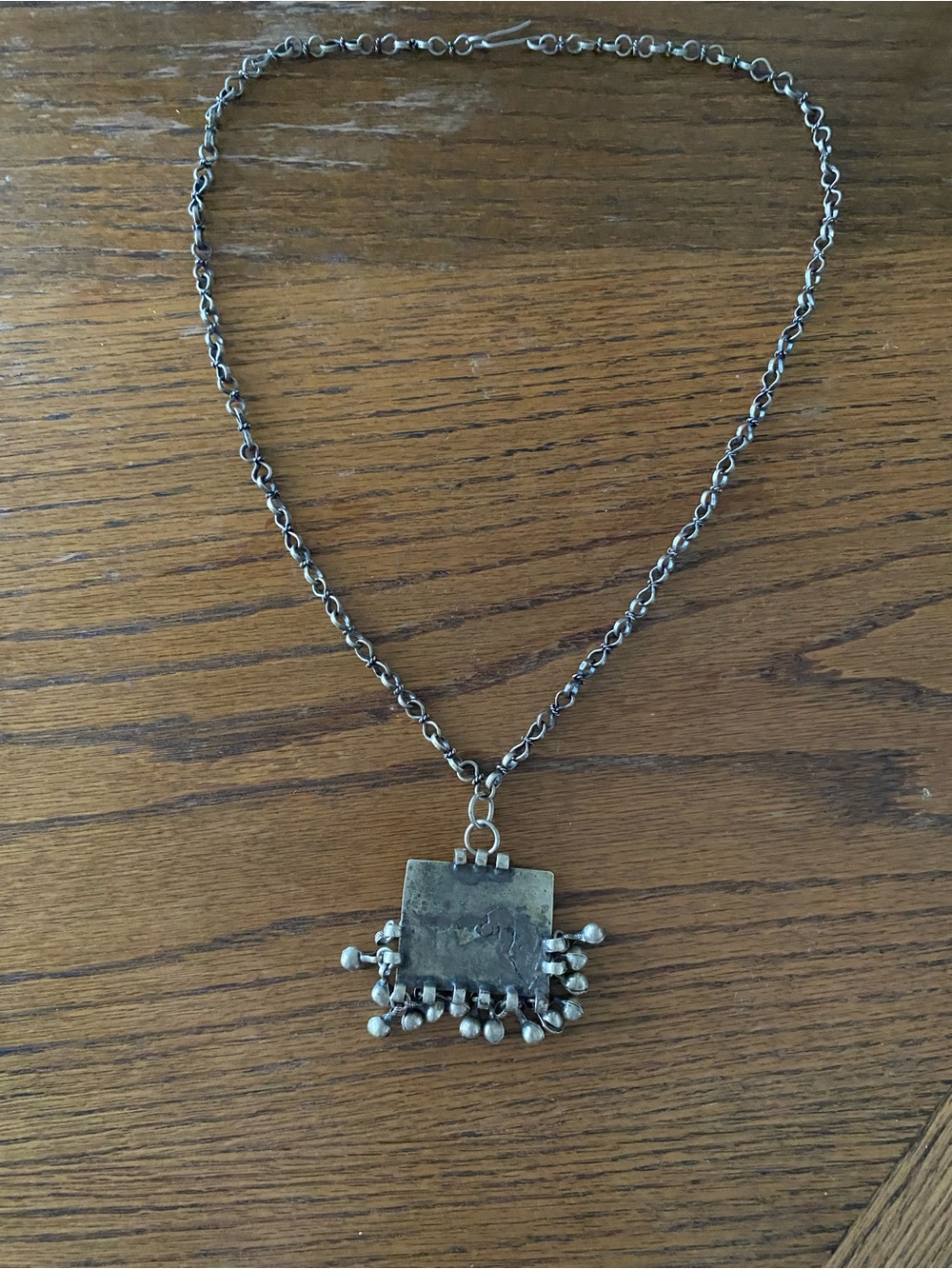 Vintage Handmade Rajasthani India pendant necklace silver alloy tabiz bells - Picture 3 of 4